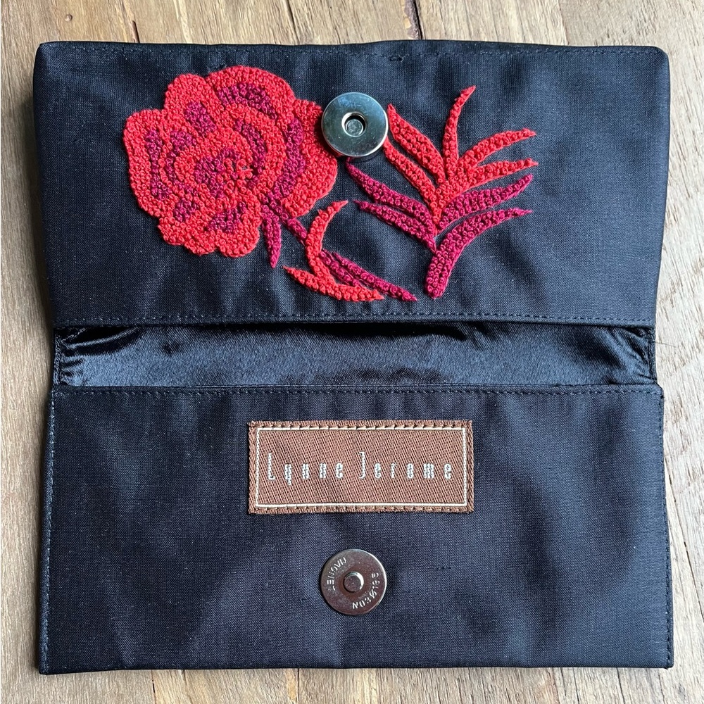 Lynne Jerome Silk Embroidered Rose Small Clutch - Picture 3 of 15